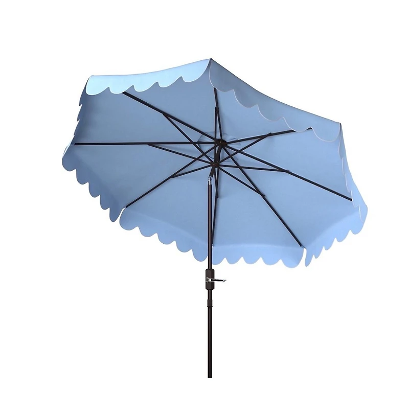 Safavieh Venice Single Scallop 9Ft Crank Outdoor Push Button Tilt Umbrella
