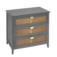 Streamdale Furniture 3 Drawer Cabinet Rattan, American Furniture, Suitable For Bedroom, Living Room, Study