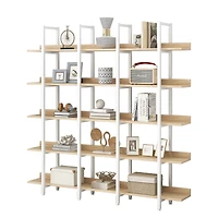 Streamdale Furniture Vintage Industrial 5 Tier Bookcase, White Metal Frame