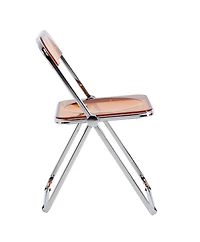 Simplie Fun Yellow Clear Transparent Folding Chair Chair Pc Plastic Living Room Seat