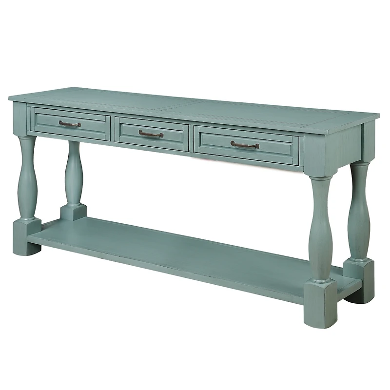 Streamdale 63" Wood Console Table with Drawers & Shelf, Easy Assembly
