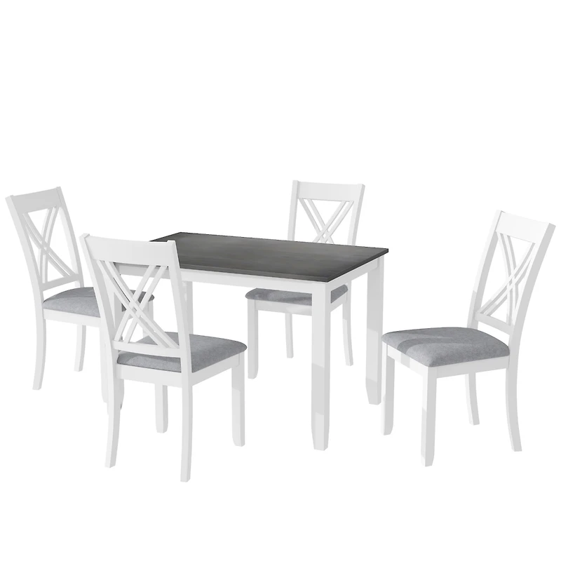 Streamdale Rustic 5-Piece Wood Dining Set for Small Spaces