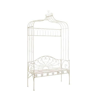 vidaXL Patio Bench 48" Iron Antique White