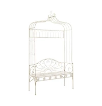 vidaXL Patio Bench 48" Iron Antique White