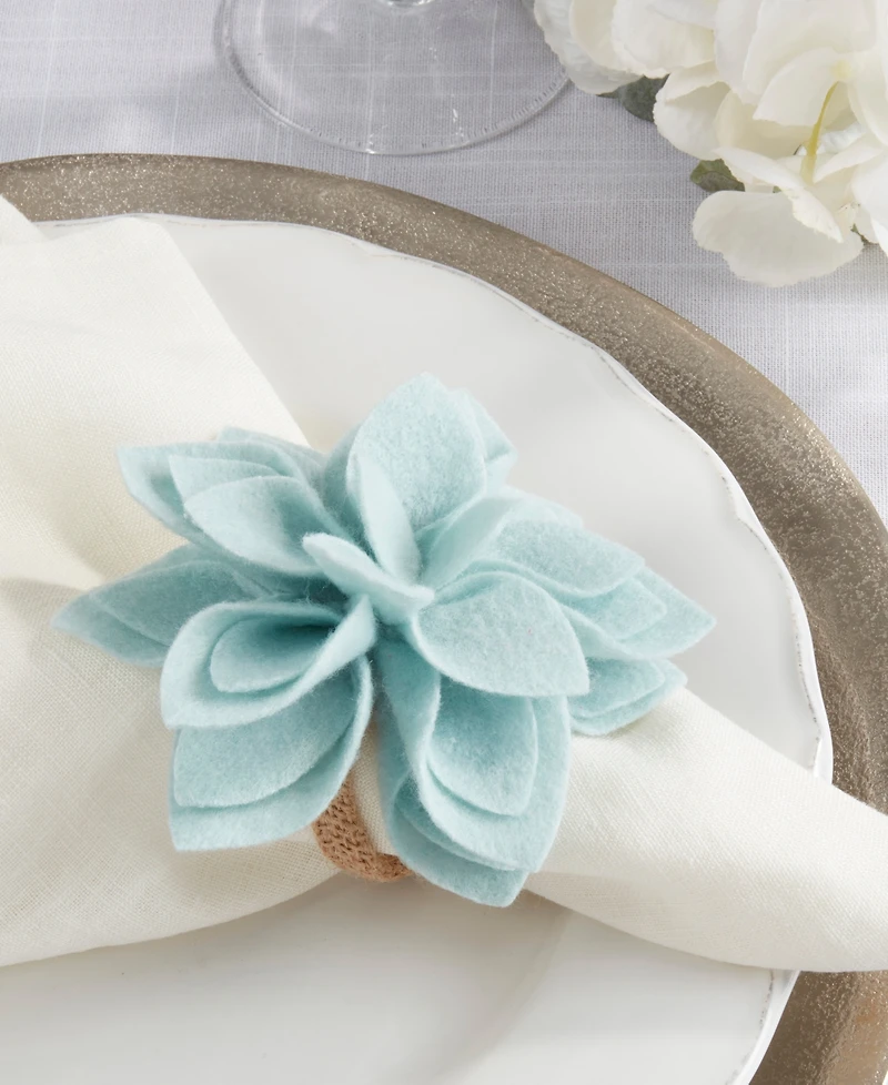 Saro Lifestyle Felt Blossom Napkin Ring, Set of 4