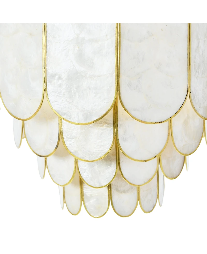 Storied Home 14" Round 4-Tier Capiz and Metal Flush Mount Ceiling Light