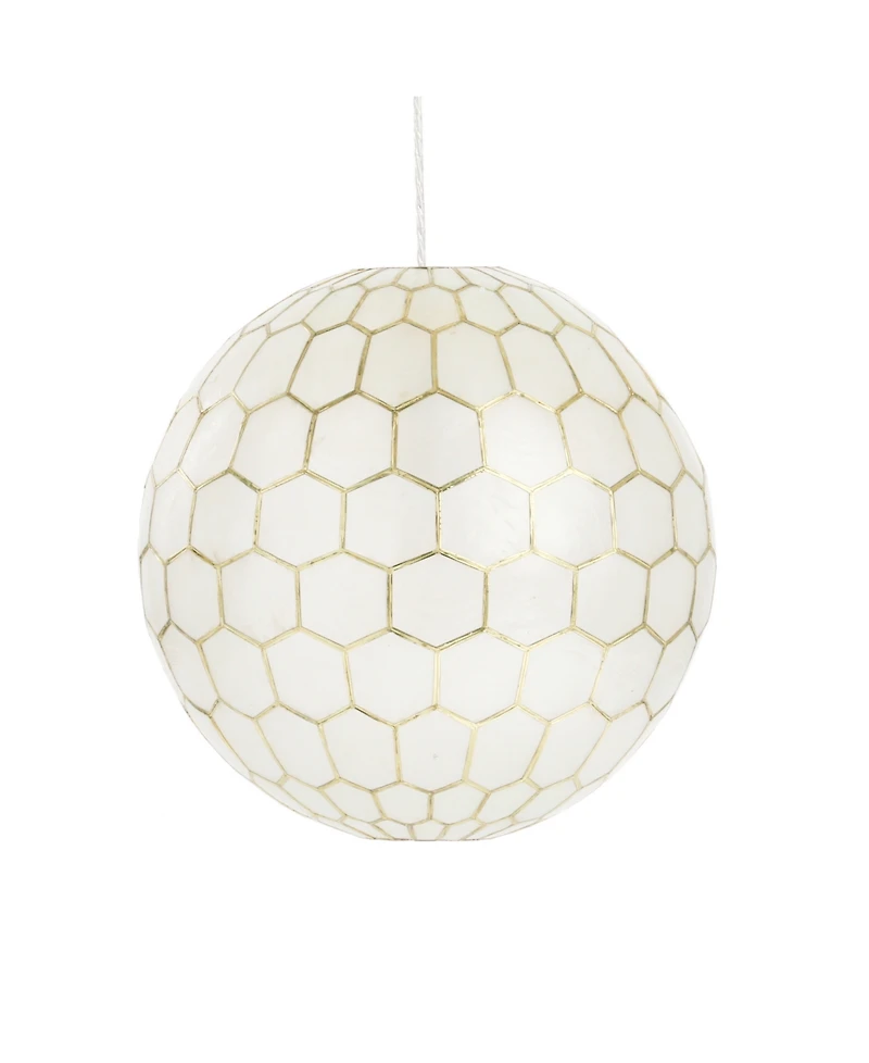 Storied Home Capiz Honeycomb Globe Pendant Light Capiz White Seashells
