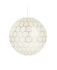 Storied Home Capiz Honeycomb Globe Pendant Light Capiz White Seashells
