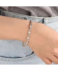 Bling Jewelry 9CT Cubic Zirconia Pink Oval Cz Romantic Love Knot Symbol Milgrain Infinity Tennis Bracelet Rose Plated