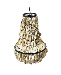 Storied Home Metal and Draped Oyster Shell Chandelier Black and Natural