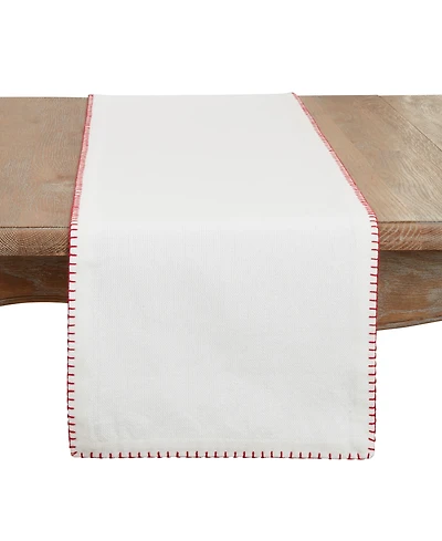 Saro Lifestyle Celena Collection Whip Stitched Design Cotton Table Runner, 13"x72"