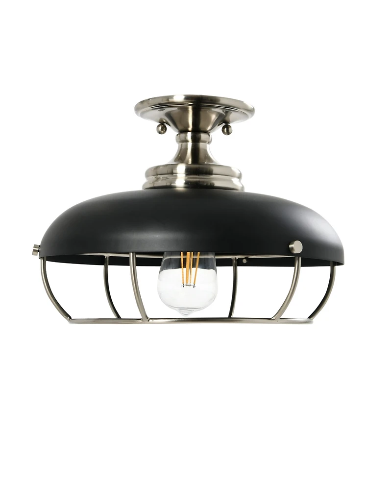 Robert Stevenson Lighting Presley - Caged Dome Metal Semi-Flush Mount Ceiling Light Brushed Nickel