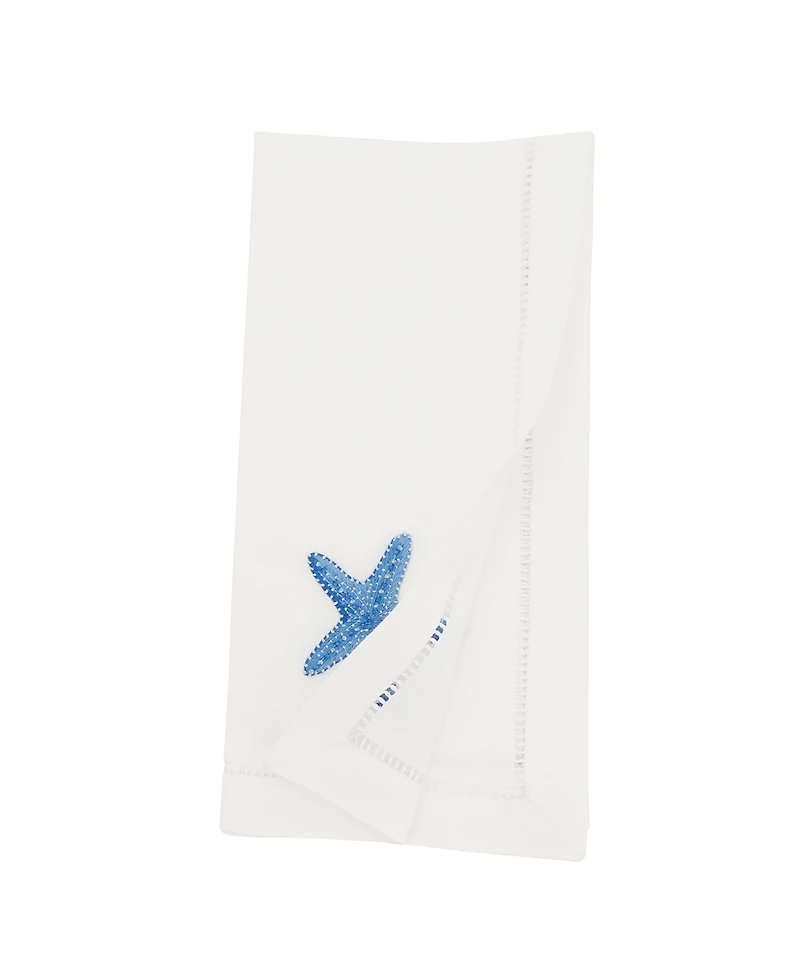 Saro Lifestyle Embroidered Starfish Serenade Napkin Set of 6, 20"x20"