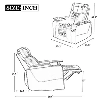 Streamdale Power Motion Recliner with Usb Charging and Arm Storage
