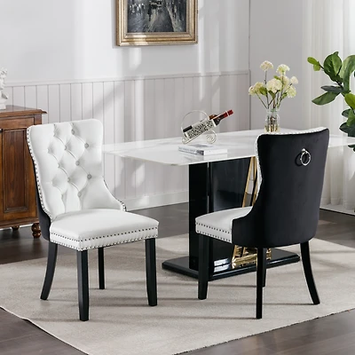 Streamdale Furniture Contemporary Pu & Velvet Dining Chair Set