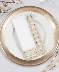 Saro Lifestyle Braided Bliss Border Napkin Set of 4, 20"x20"