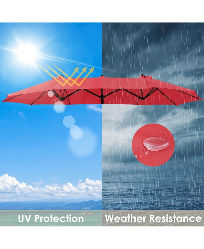 Yescom 14 Ft Replacement Canopy for 12 Rib Double Sided Patio Umbrella Market Table Top Outdoor Backyard Pool Restaurant