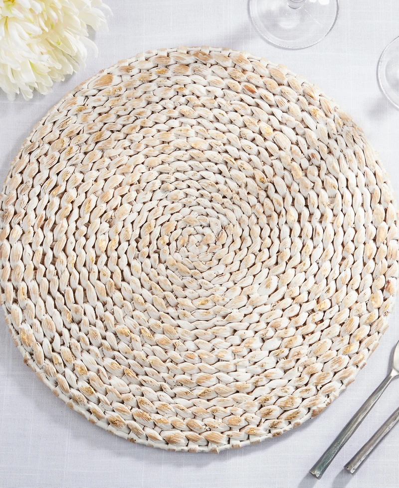 Saro Lifestyle Foil Print Natural Fiber Placemat Set of 4,15"x15"