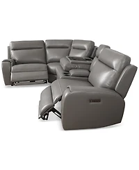Closeout! Sheeler -Pc. Faux Leather Sectional with 3 Power Motion Chairs & 1 Console