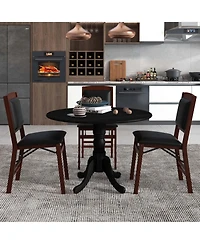 4-Person Dining Table Wooden Kitchen with Solid Rubber Wood Frame for