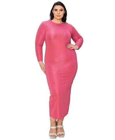L I V D Plus Size Kylo Textured Bodycon Dress