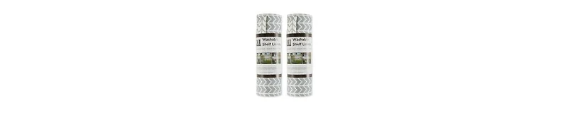 Design Imports Fridge Shelf Liner Collection Non-Adhesive, Cut to fit, Machine Washable, 12x120", Gray Herringbone, 2 Piece