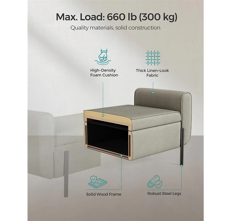 Slickblue Stylish Storage Bench with Designer Armrests