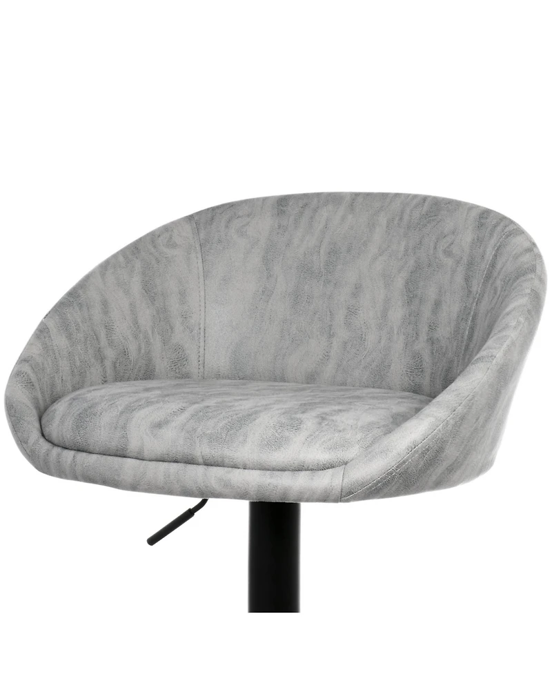 Elama 2 Piece Cloth Adjustable Bar Stool Set in Gray with Black Base