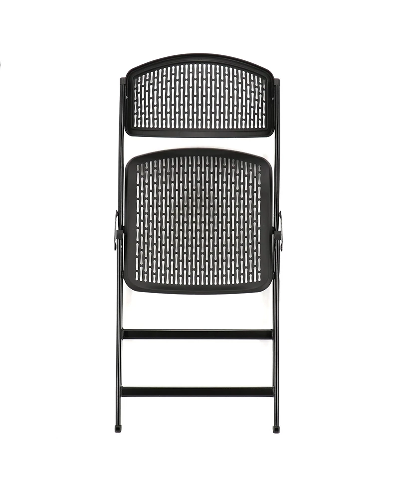 Elama 4 Piece Plastic Mesh Folding Chair in Black