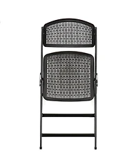 Elama 4 Piece Plastic Mesh Folding Chair in Black