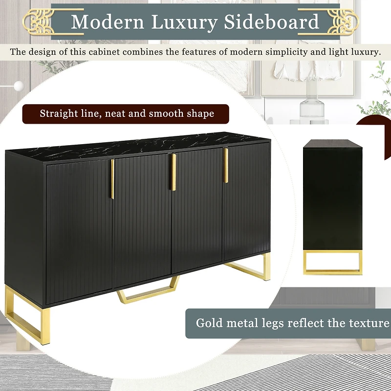 Streamdale Modern Kitchen Cabinet Sideboard with Doors, Metal Accents, Adjustable Shelves