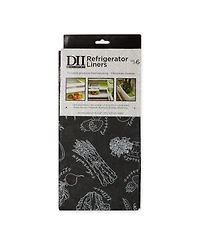 Design Imports Fridge Liner Collection Non-Adhesive, Cut to Fit, 12x24", Black Market Print, 6 Piece