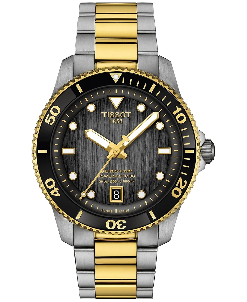 Tissot Men's Swiss Automatic Seastar 1000 Powermatic 80 Two-Tone Stainless Steel Bracelet Watch 40mm