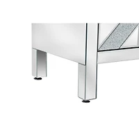 Streamdale Furniture Silver Mirror Trim Storage Cabinet for Any Room