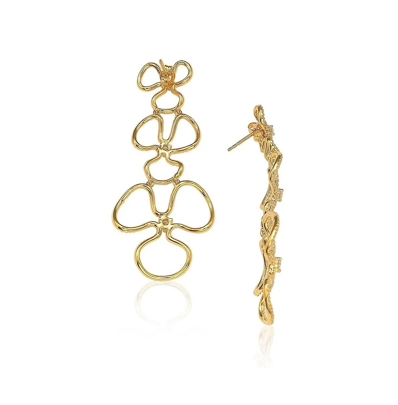 Suzy Levian Sterling Silver Cubic Zirconia Flower Drop Dangle Earrings