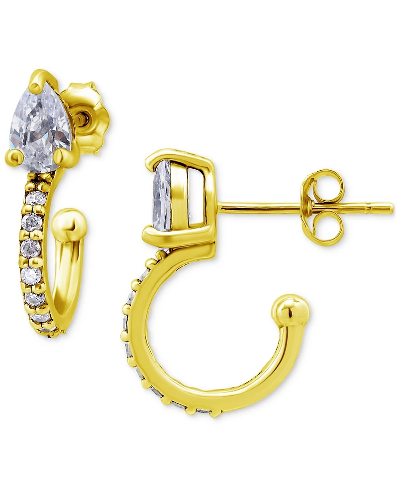 Giani Bernini Cubic Zirconia Pear & Round Small Hoop Earrings, Created for Macy's