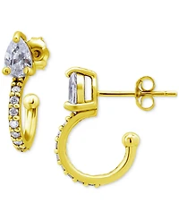 Giani Bernini Cubic Zirconia Pear & Round Small Hoop Earrings, Created for Macy's