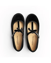 Childrenchic Girls Velvet T-Straps Black