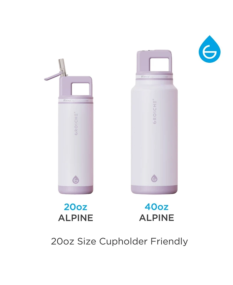 Grosche Alpine Flip 'N Sip Insulated, Leakproof Water Bottle with Straw