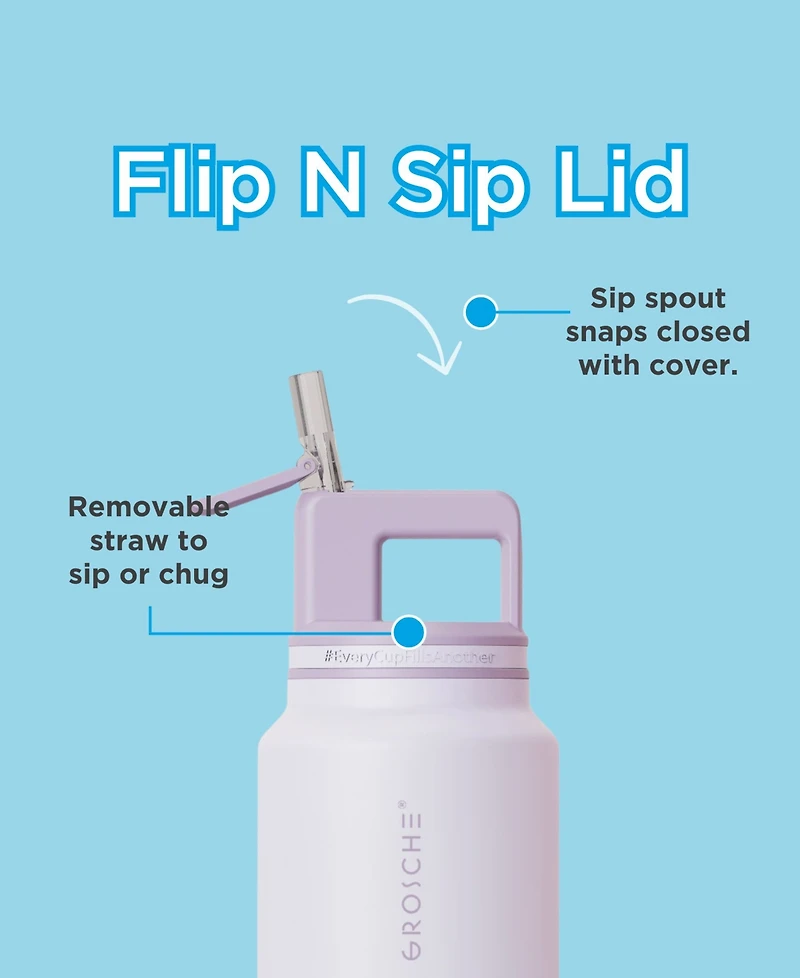 Grosche Alpine Flip 'N Sip Insulated, Leakproof Water Bottle with Straw