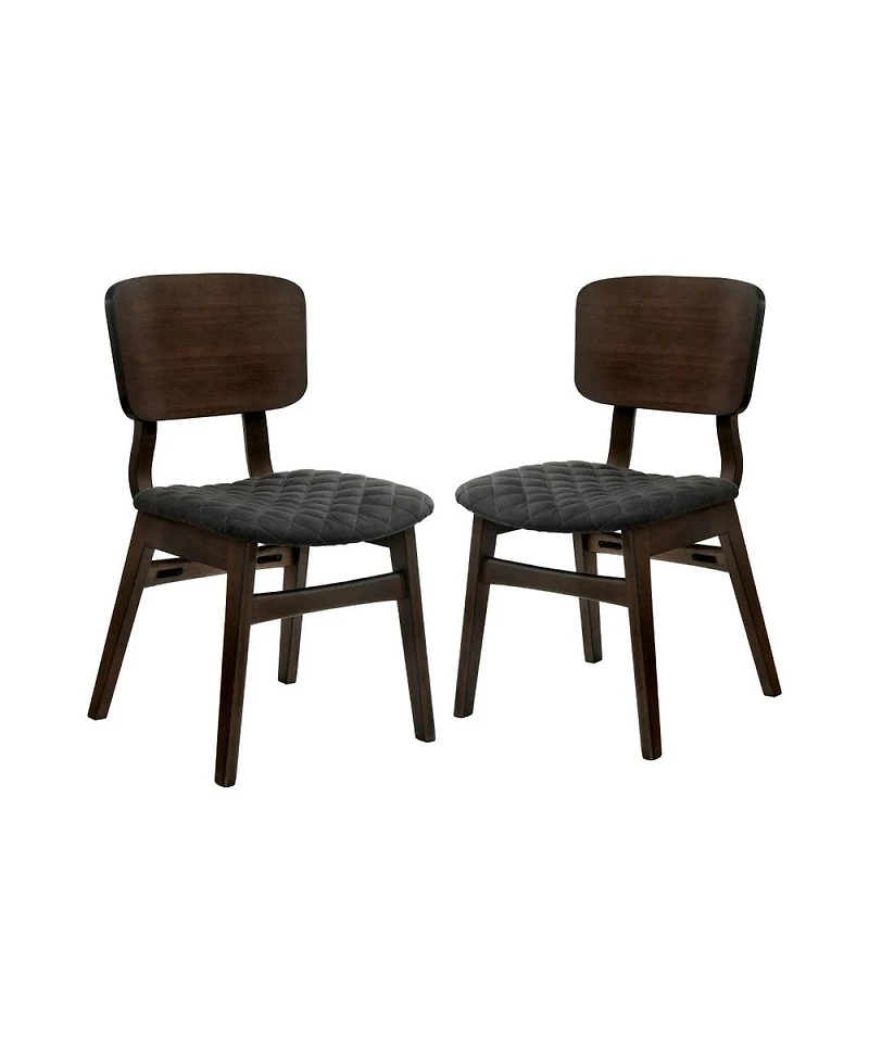 Walnut Finish Mid-Century Side Chairs with Fabric Seat
