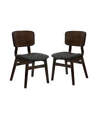 Walnut Finish Mid-Century Side Chairs with Fabric Seat