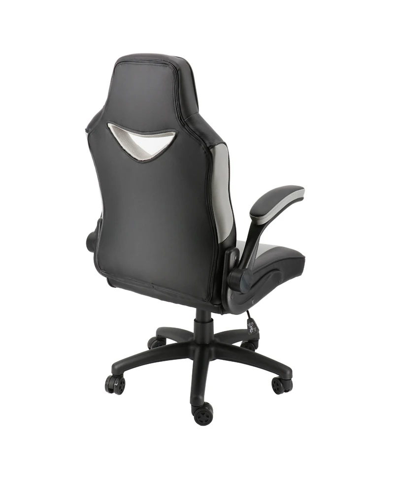 Elama High Back Adjustable Faux Leather Office Chair in Black and Gray