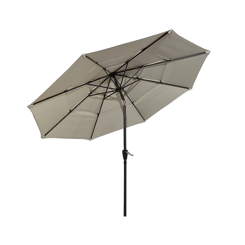 Mondawe 10 ft 3-Tier Outdoor Patio Market Umbrella with Double Air Vent and Push Button Tilt