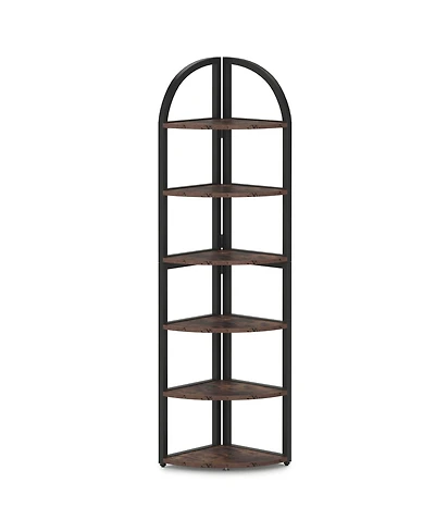 Tribesigns 6 Tier Corner Shelf, 71 inch Tall Corner Bookshelf for Small Space, Rustic Plant Stand Display Rack for Living Room, Home Office,Kitchen