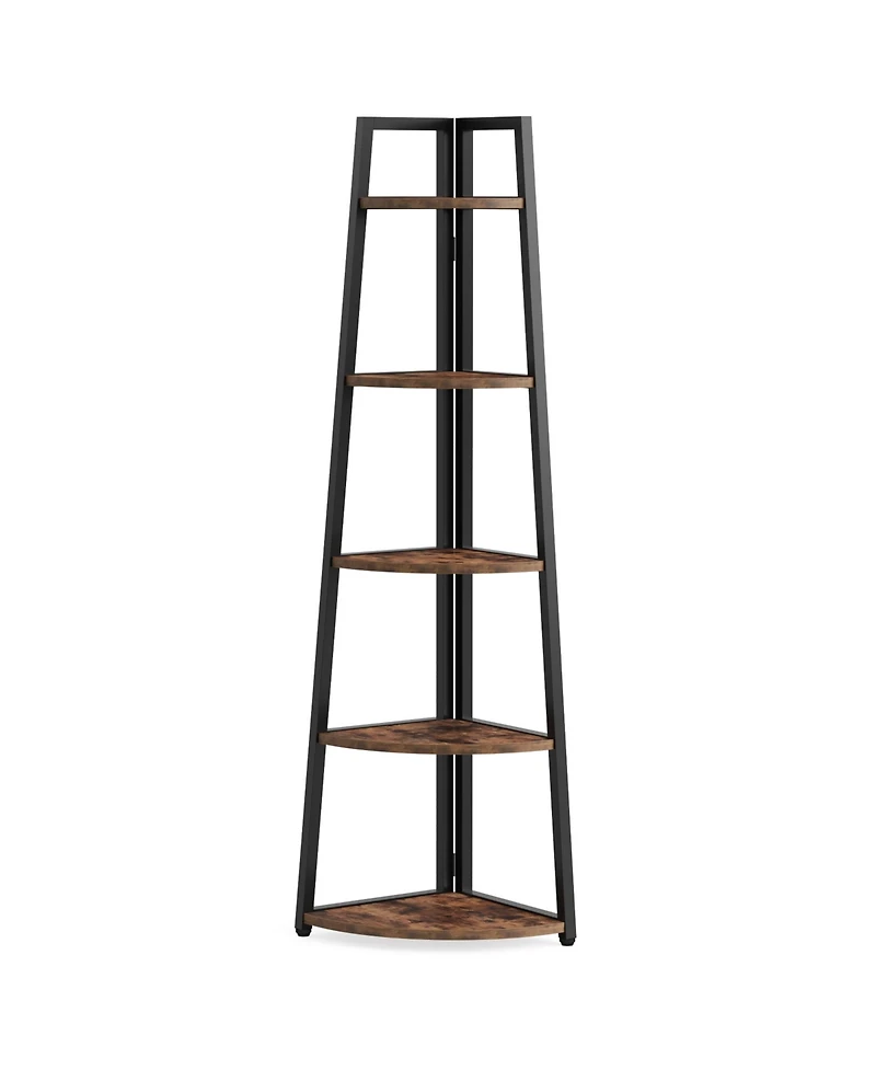 Tribesigns 70 inch Tall Corner Shelf, 5 Tier Rustic Corner Bookshelf, Industrial Corner Ladder Shelf, Plant Stand for Living Room, Kitchen, Home Offic