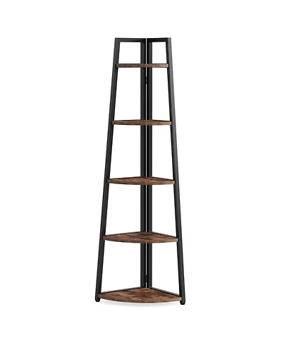 Tribesigns 70 inch Tall Corner Shelf, 5 Tier Rustic Corner Bookshelf, Industrial Corner Ladder Shelf, Plant Stand for Living Room, Kitchen, Home Offic