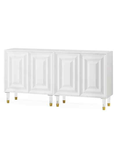 Tribesigns Sideboard Buffet Cabinet, 63 Inch Modern Kitchen Accent Cabinet with 4 Doors and Storage Shelves, White Credenzas Console Bar Cabinet for L