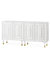 Tribesigns Sideboard Buffet Cabinet, 63 Inch Modern Kitchen Accent Cabinet with 4 Doors and Storage Shelves, White Credenzas Console Bar Cabinet for L