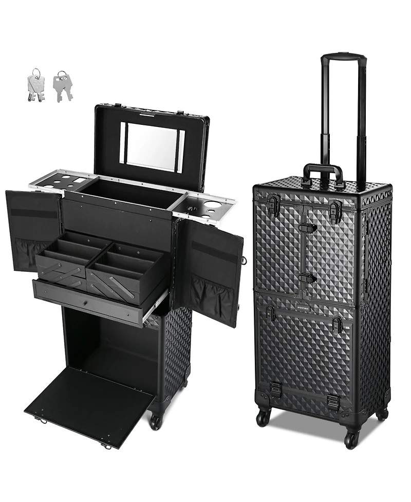 Byootique Rolling Makeup Case Trolley Cosmetic Organizer Hair Stylist Salon